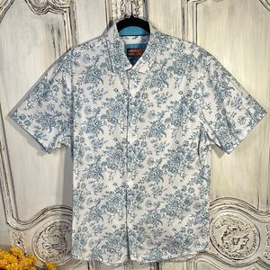 Men’s John Ashford White and Blue Floral Button Down Shirt